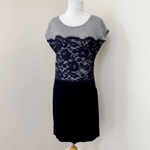🎆 NEW YEARS SALE 🎇 LOFT Merino Wool Blend Sweater Dress Size Small Gray Black